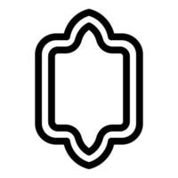 Black outline of a vintage frame with rounded corners and a pointed top vector