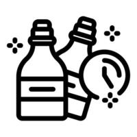 Clock showing five o'clock near two beer bottles symbolizing after work beer vector