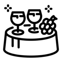 Wine glasses and grapes resting on a table for a romantic evening vector