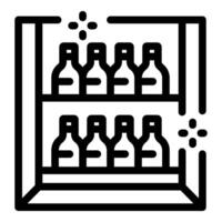 Wine bottles standing on shelves in wine cellar for storage vector