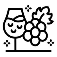 Wine glass with grapes representing winemaking process icon vector