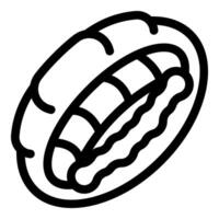 Delicious hot dog lying in a bun with mustard icon vector