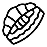 Delicious croissant with filling lying on its side vector