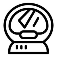 Bread maker working with dough inside line icon vector