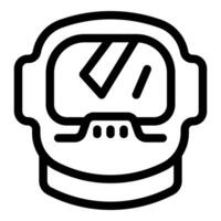 Astronaut helmet front view showing glass visor reflecting light in space exploration icon vector