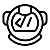 Astronaut helmet showing programming brackets reflecting in visor vector