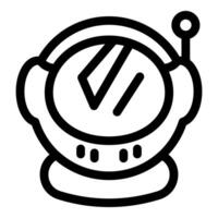 Astronaut helmet protecting head while exploring space line art icon vector
