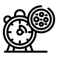 Alarm clock showing time management with pizza delivery icon vector