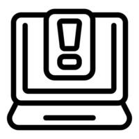 Laptop showing warning exclamation point notification icon vector