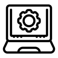 Laptop showing gear wheel symbolizing configuration settings vector