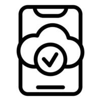 Cloud service data storage transferring syncing successfully confirmed on smartphone vector