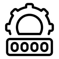 Gear setting the password with four circles representing security and configuration vector