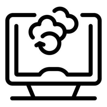 Computer showing cloud computing synchronization icon vector