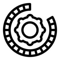 Circular progress bar surrounding rotating gear icon vector