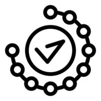 Checkmark icon surrounded by connected circles representing verification process vector