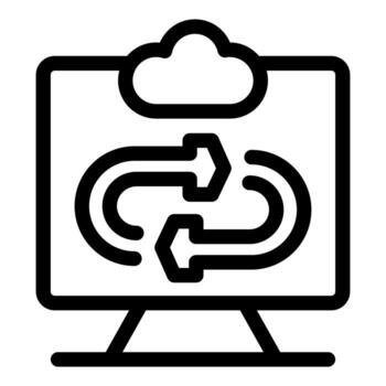 Computer showing cloud computing synchronization process icon vector