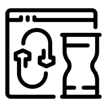 Website software update taking long time with hourglass icon vector