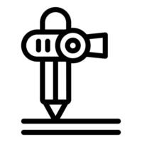 Pencil drawing a line with a video camera filming it in black and white vector