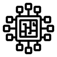 Electronic microchip icon representing semiconductor manufacturing process vector
