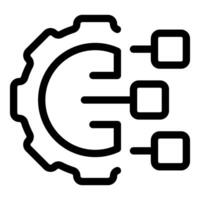 Gear connecting to data blocks representing data integration process vector