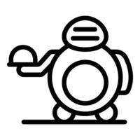 Robot waiter serving food on a tray line icon vector