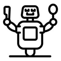Robot chef holding spatula and whisk cooking modern food vector