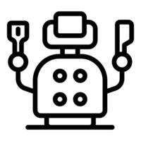 Robot working holding tools with mechanical arms extended vector