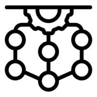 Gear connecting network of circles representing data flow vector