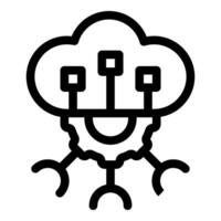 Cloud computing connecting network data with processing power icon vector