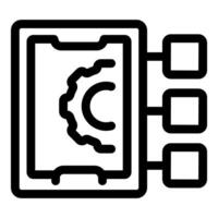 Mobile phone displaying processing system optimization icon vector