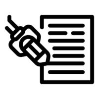 Robotic arm holding pencil writing on paper icon vector