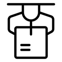 Robot arm holding cardboard box shipping automation icon vector