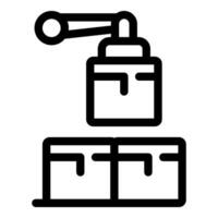Line vector icon of a robotic arm lifting a box