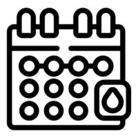 Calendar showing menstruation cycle with water drop icon vector