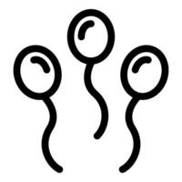 Three balloons floating with a wavy string icon vector