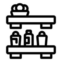 Kitchen shelf holding food and drinks in containers vector