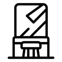 Dressing table with mirror and stool standing in room for beauty routine vector