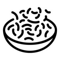 Bowl full of rice with some grains jumping out line icon design vector