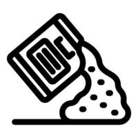 Construction worker pouring concrete mix from bucket building outline icon vector