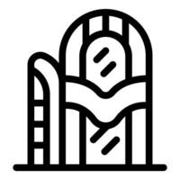 Simple minimalist line art style icon of a waterpark slide vector