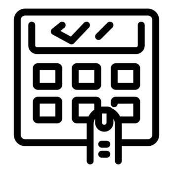 Person pressing button on security system keypad icon vector