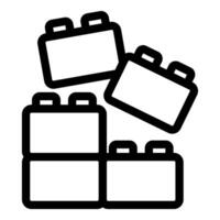 Plastic building blocks being stacked together icon vector