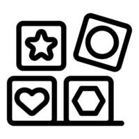 Line drawing of simple blocks featuring basic shapes for children to play with vector