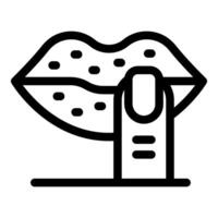 Finger pressing lips showing quiet please gesture icon vector