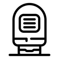 Modern high speed train arriving at station simple black line icon vector