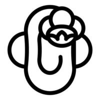 Black outline icon of a menstrual cup being inserted vector
