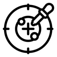 Pipette dropping liquid on target with crosshair over white background vector