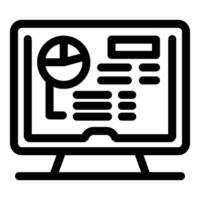 Computer displaying website with data analysis and pie chart icon vector