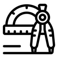 Compass drawing perfect circle near protractor lying on table vector