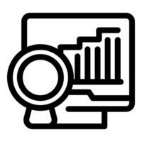 Magnifying glass analyzing financial chart growth data report vector